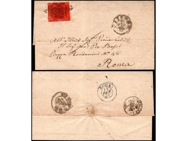 Italy Roman States, 1869 Feb 19, Scott 22, 10 Cent. Black Orange Cover (Rome to Etralle).