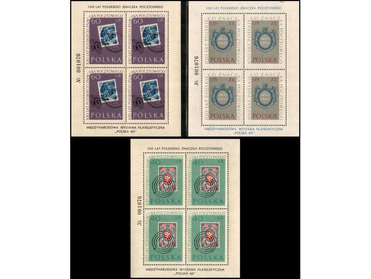Polin Exhibition 1960 set of 5 mini sheets MiNr:1151-1155. 100th anniversary of the Polish . Exhibition: In mint condition, n