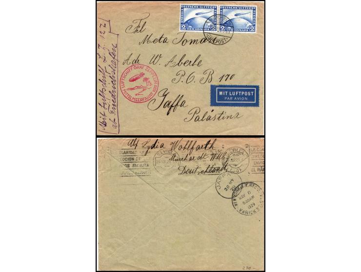 Zeppelin cover sent to Palestine, 1929