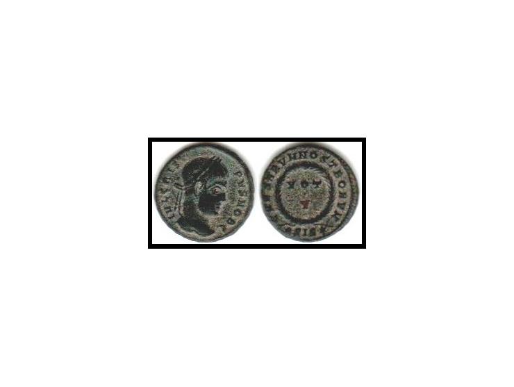 Crispus. Billon centenionalis, RIC VII Siscia p. 144, 161; SRCV IV 16754; Cohen VII 34; Hunter V -, Choice VF, dark green pat