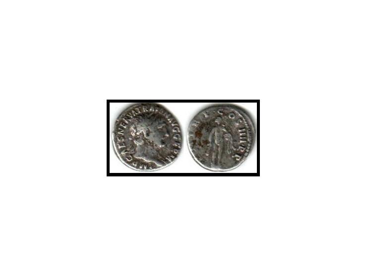 IMP CAES NERVA TRAIAN AVG GERM, laureate head right.PM TRP COS IIII P P, Hercules, naked, standing facing on a pedestal with 