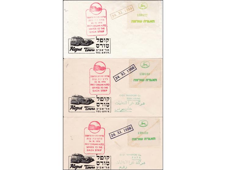 Lot of 4 diff TAXI COVERS  1947-1974.1947, Cover send by Taxi dated 2/12/1947 EXPRESS from Tel Aviv to Jerusalem Letter insid