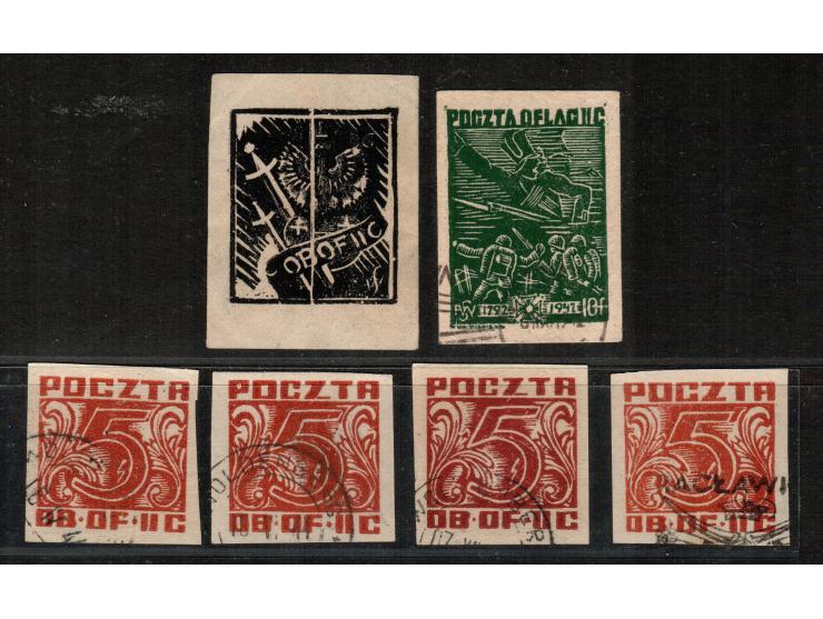 Poland, German Occupation In WWII, Woldenberg POW Camp Oflag II C group of 6 Imperf. stamps :

1944, Circulation Edition - Nu