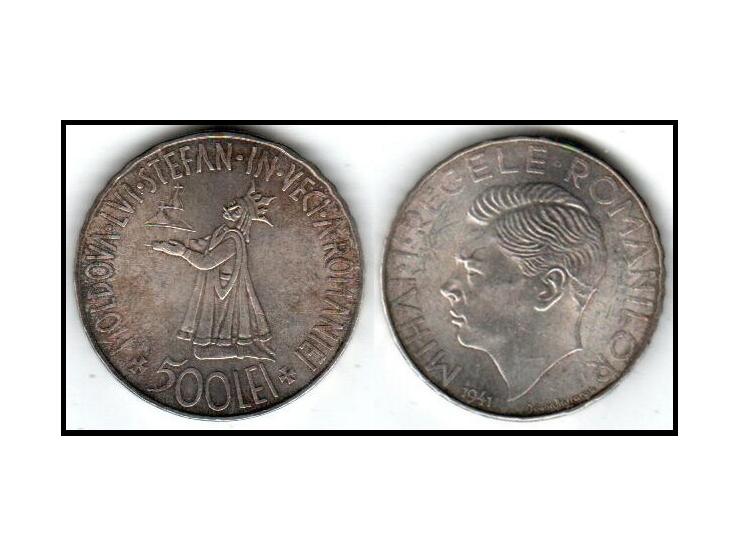 1941 Silver 500 Lei 36mm (24.81 grams) 0.835 Silver (0.6711 oz. ASW)Reference: KM# 60, Schön# 74, Dav EC IV# 276. AU - Unc.