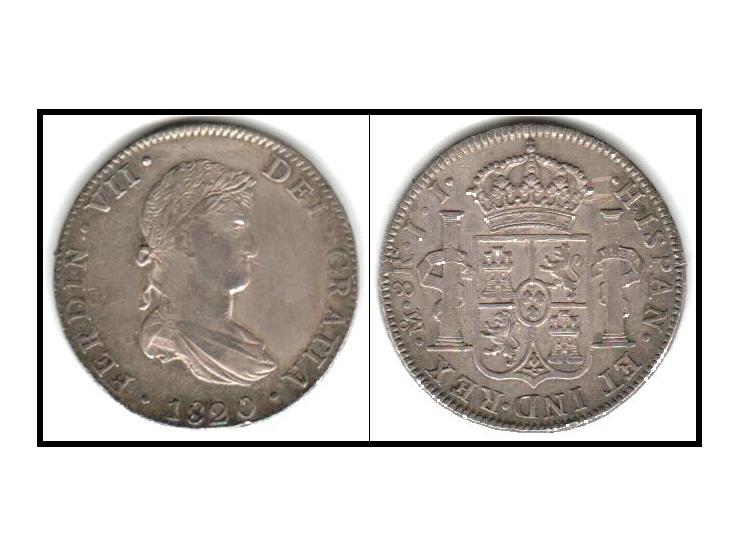 Mexico Spanish Colonial 8 Reales Ferdin Ferdinand VII 1820 Mo JJ Mexico Mint, KM # 111.2, Silver 0.9030, Weight 26.74g , 38mm