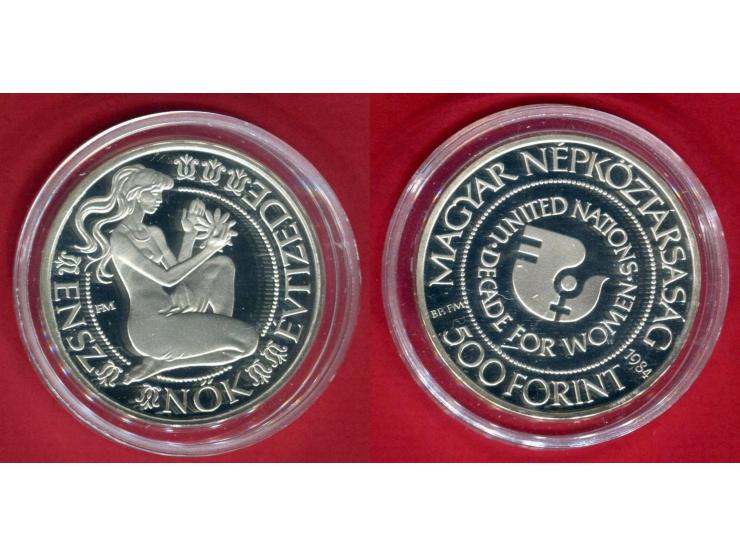Ungarn 500 Forint Silbergedenkmünze 1984 Jahrzehnt der Frau - United Nations Decade for Women RAR proof with capsule &amp; co