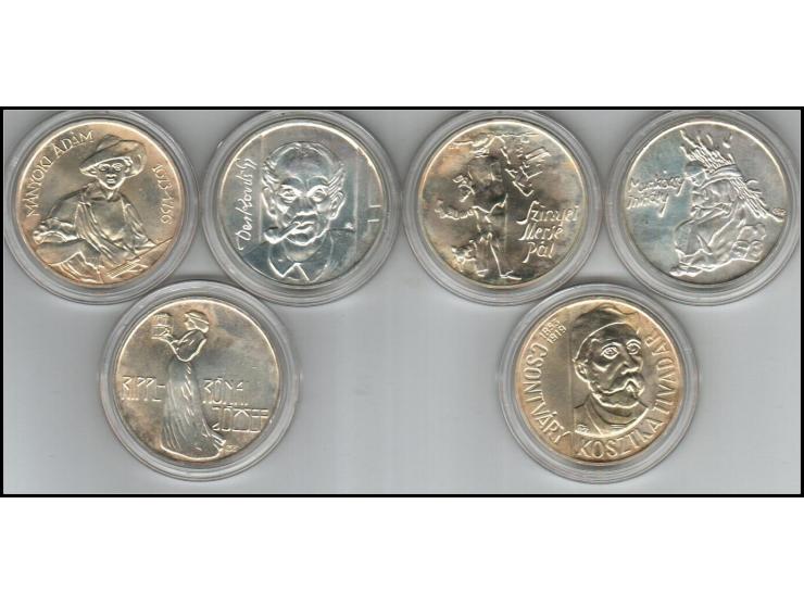 Hungary Lot of 6 Diff Coins All Froops. KM # 608-612Hungary - Mihaly Munkacsy - 200 HUF 1976 - KM -607 - Proof Silver Coin!Hu