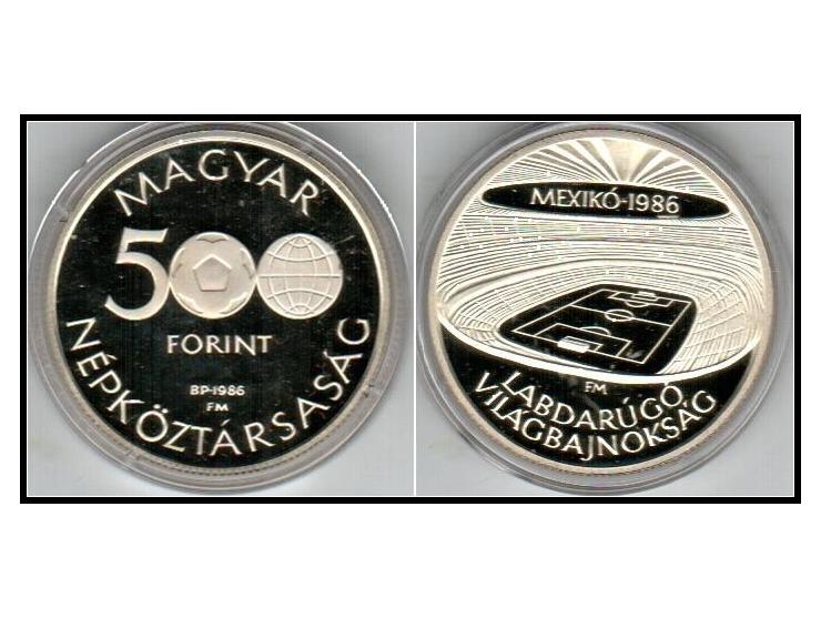 Hungary 500 HUF Soccer 86 1986 KM.657 PROOF