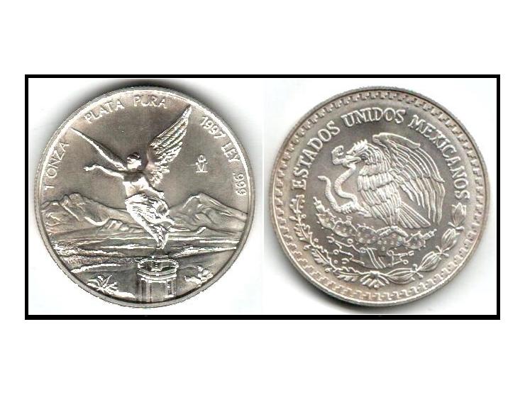 1997-Mexico 1 onza Libertad Angel of Independence silver coin KM # 613 Unc