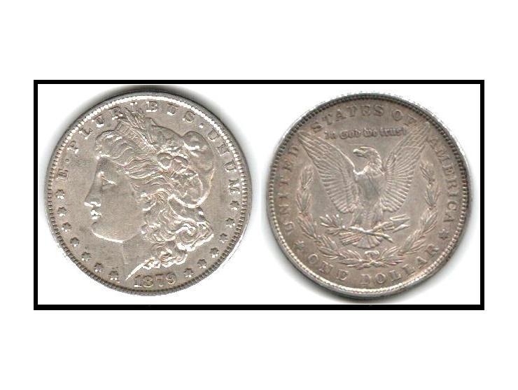 1879 KM # 110 $1 Liberty Silver Dollar Nice patina Original F