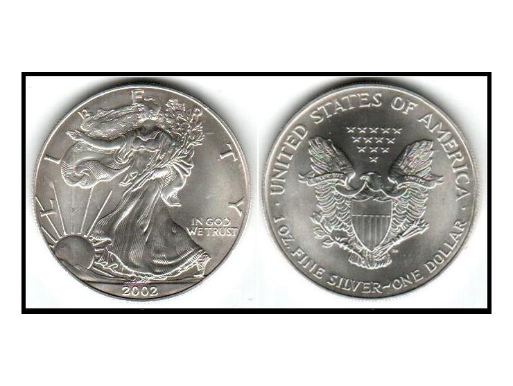2002 Silver 1 Oz. .999 American Eagle Dollar Coin Littleton Coin Company. Unc
