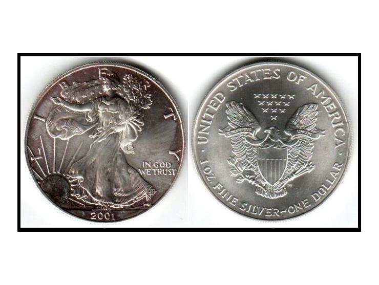 2001 Silver 1 Oz. .999 American Eagle Dollar Coin Littleton Coin Company. Unc