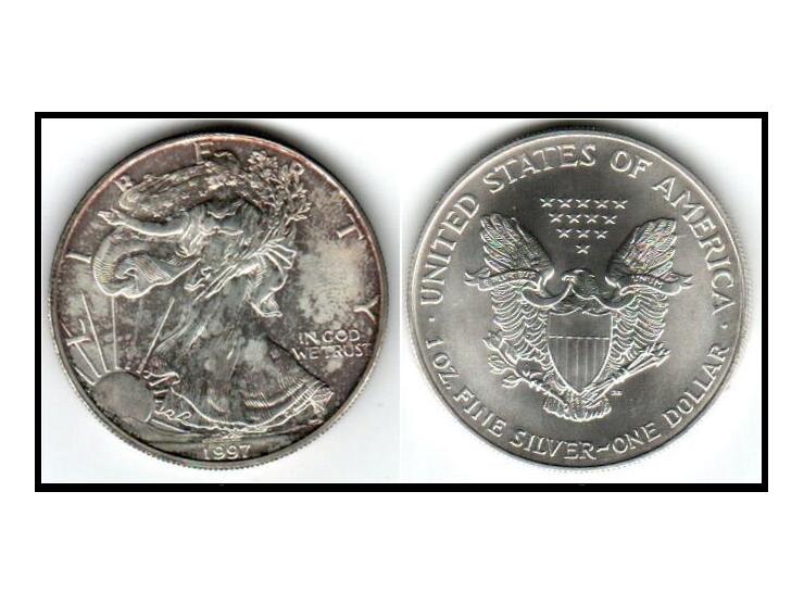 1997 Silver 1 Oz. .999 American Eagle Dollar Coin Littleton Coin Company. Unc