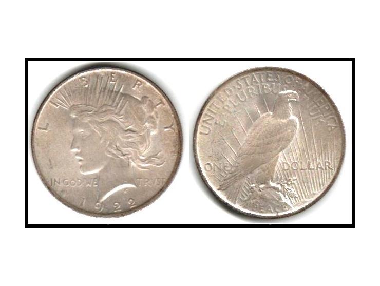 1922 KM # 150 $1 Peace Dollar Nice Original vF