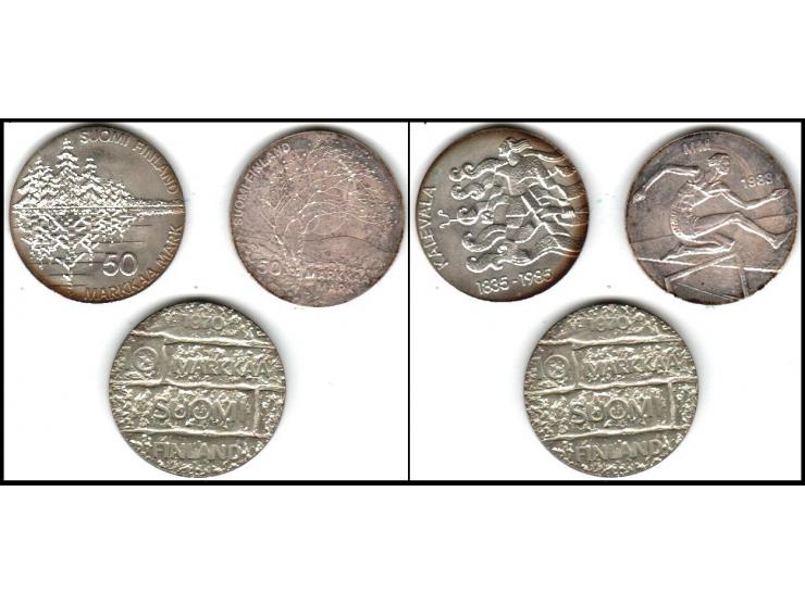 Finland, a lot of 3 different coins, 1983-1985.1970 SH Finland 10 Markkaas / Beautiful BU Silver Coin / KM# 51. UncFinland - 