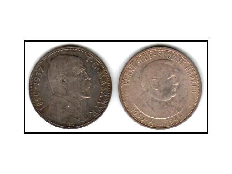 1937-39 Czechoslovakia 20 Korun + 50 Korun- Uncirculated (UNC) KM#10 &amp;18. Unc