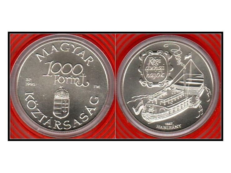 Hungary 1000 Forint 1995 Ships Hableany KM# 714 sterling silver 0.925, Weight 31.46g. Unc Silver Uncirculated