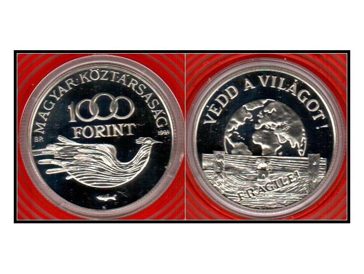 Hungary 1000 Forint 1994 Protect Earth KM# 713 Proof sterling silver 0.925, Weight 31.46g. Unc Silver Uncirculated