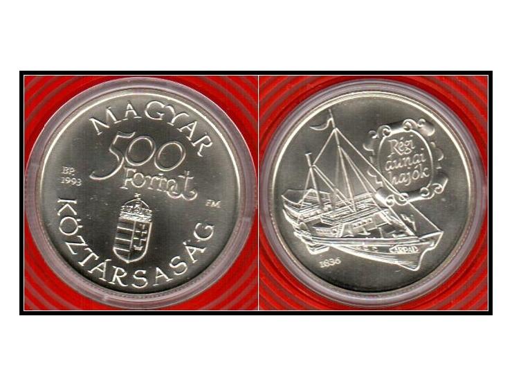 Hungary 500 Forint 1993 Ships Arpad KM# 702 Proof sterling silver 0.925, Weight 31.46g. Unc Silver Uncirculated