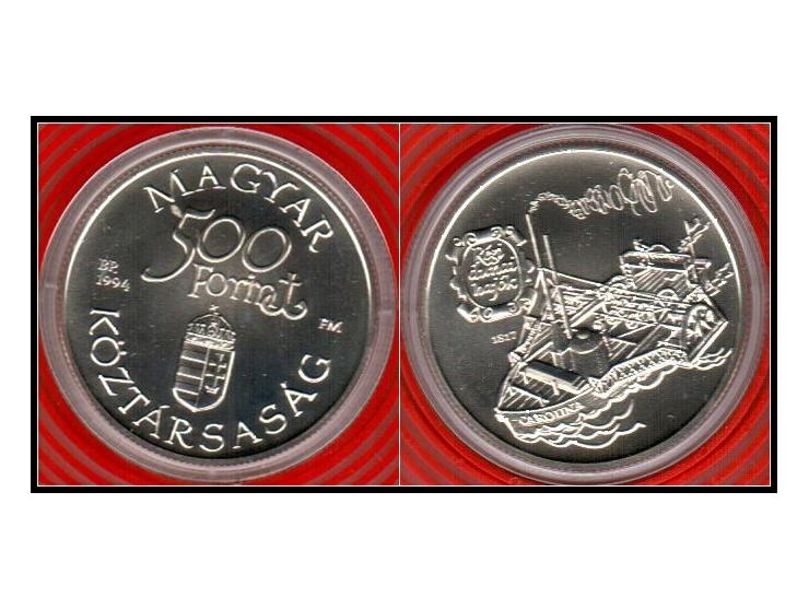 Hungary 500 Forint 1994 Ships Arpad KM# 708 Proof sterling silver 0.925, Weight 31.46g. Unc Silver Uncirculated