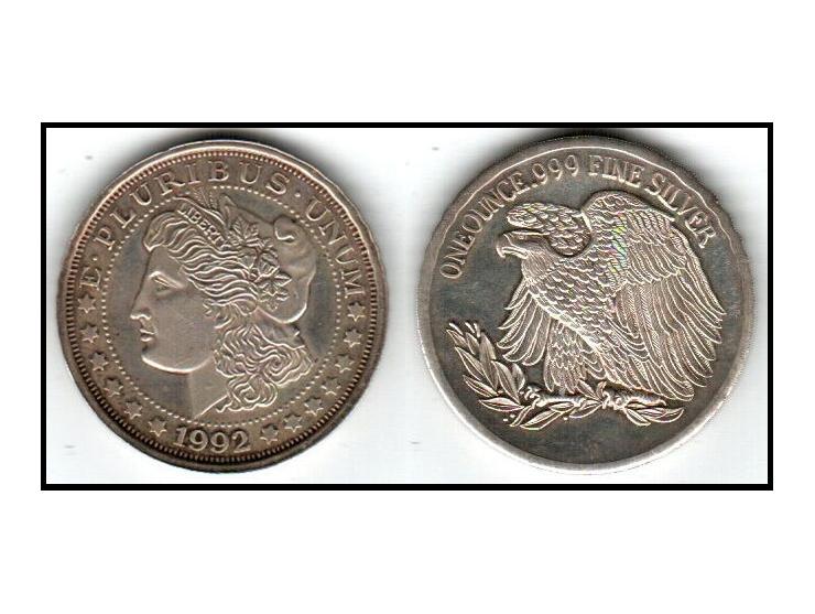 Token USA. E Pluribus Unum 1992. One OUCE .999 FINE SILVER. 40mm.&nbsp;