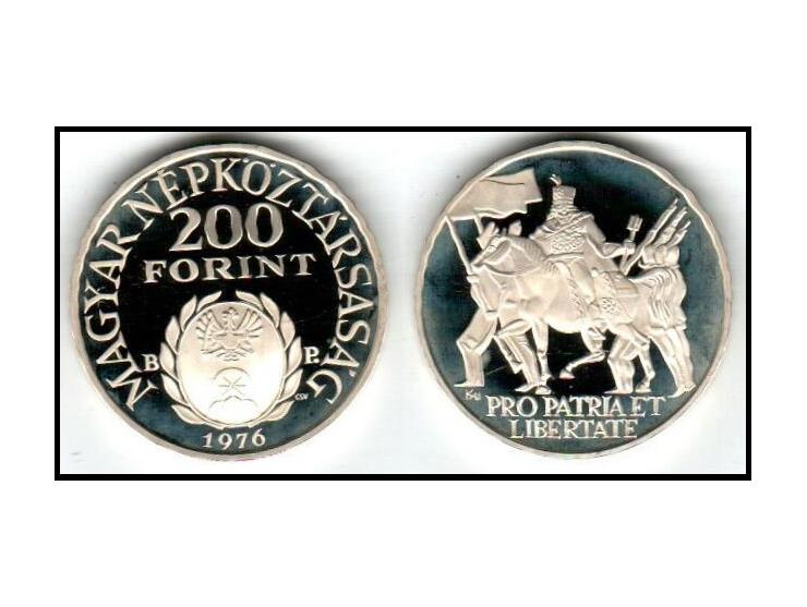 Hungary - 300th Anniversary - Birth of Ferenc Rákóczi1976 Silver 200 Forint (Ketszaz) 37mm (28.20 grams) 0.640 Silver (0.5761
