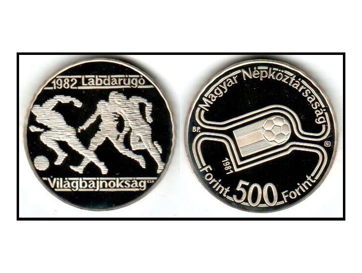 Hungary - FIFA World Cup / World Football Championship 19821981 Silver 500 Forint 38.61mm (31.46 grams) 0.925 Silver (0.9356 
