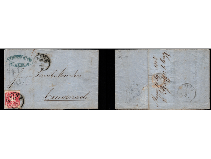 Prussia 1867 to Zurich: A folded letter addressed to The Royal Staff and Battalion Physician, Dr. Ewald, franked with 1 Pf. a