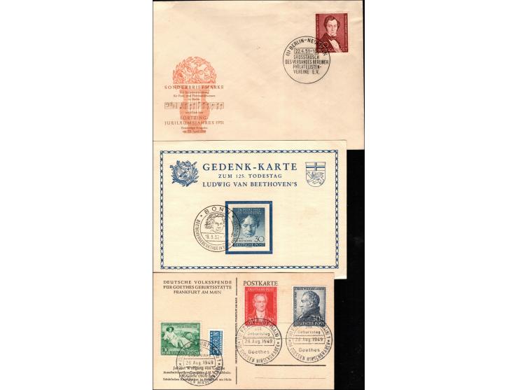 Music-related stamps on envelopes from 1949 to 1952 in Berlin and West Germany.

Germany Berlin (West) 1950 Cover with Mi-71 