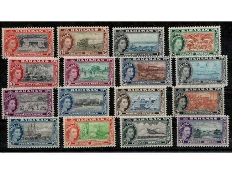Bahamas 1954 QE II Definitive Issue – SG 201–216, Scott 158-173Set of 16, mint never hinged, fine–very fine, fresh. Catalogue