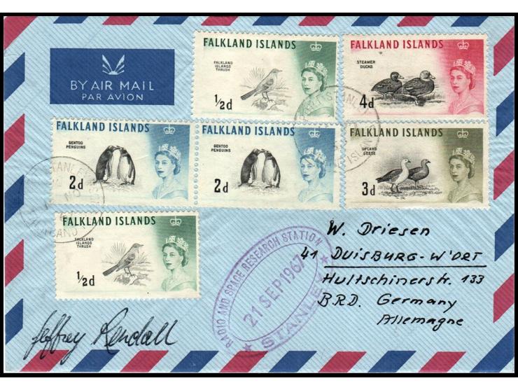 Falkland Islands 1967 – Airmail Cover to Germany. posted from Port Stanley, Falkland Islands, bearing the “Radio and Space Re