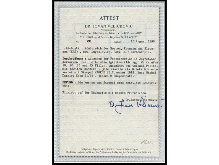 Kingdom of Serbs, Croats, and Slovenes (SHS), or Yugoslavia, set of colour copies.Issues of the Post Office Directorate in Za
