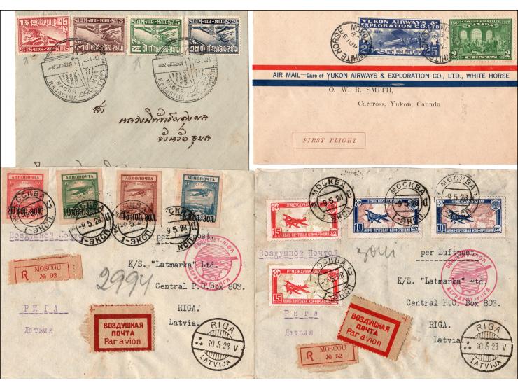 Lot of 244+ airmail stamps on First Day Covers (FDCs) 1924-1945. Many are first flight covers of early airmail routes and Fir