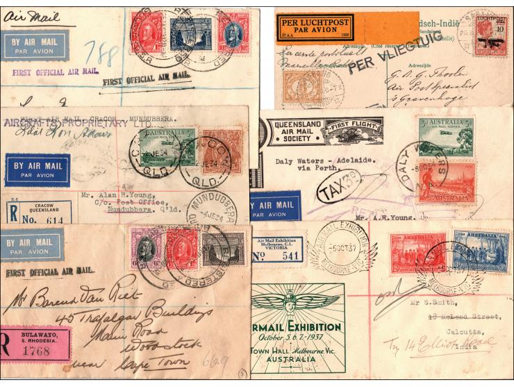 Lot of 244+ airmail stamps on First Day Covers (FDCs) 1924-1945. Many are first flight covers of early airmail routes and Fir