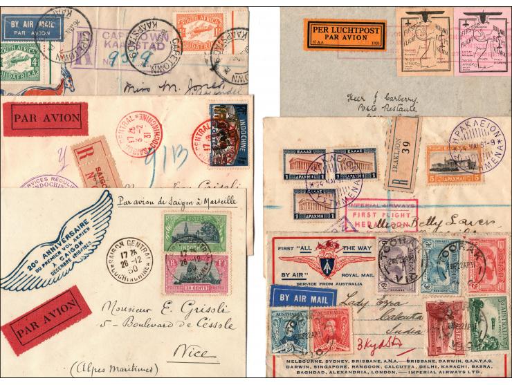 Lot of 244+ airmail stamps on First Day Covers (FDCs) 1924-1945. Many are first flight covers of early airmail routes and Fir