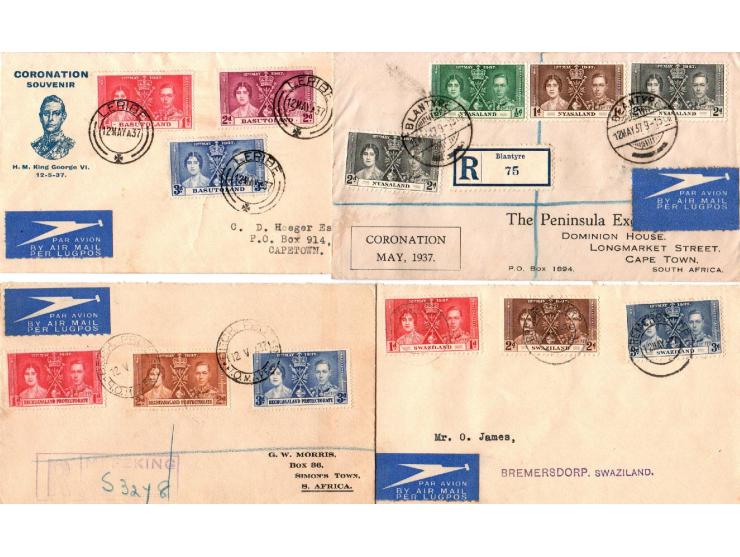 British Commonwealth 1937 group of 10 airmail covers from and to South Africa incl.  Coronation George VI &amp; Queen Elizabe