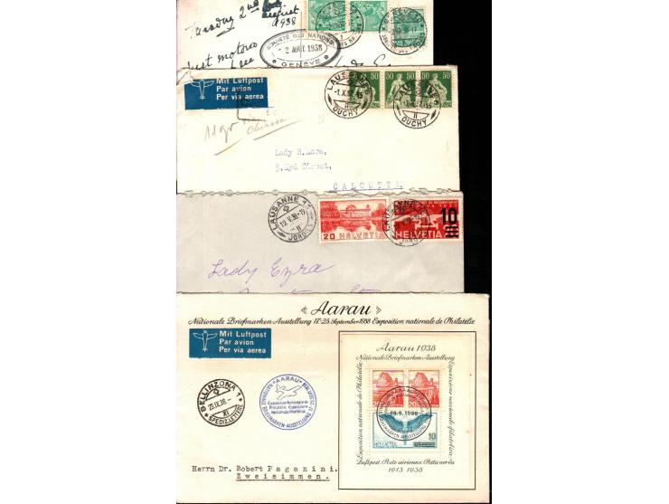 Switzerland 1932 // 1938, nice group of 8 airmail covers incl. commercially used airmail covers plus Switzerland Sc#233X4 242