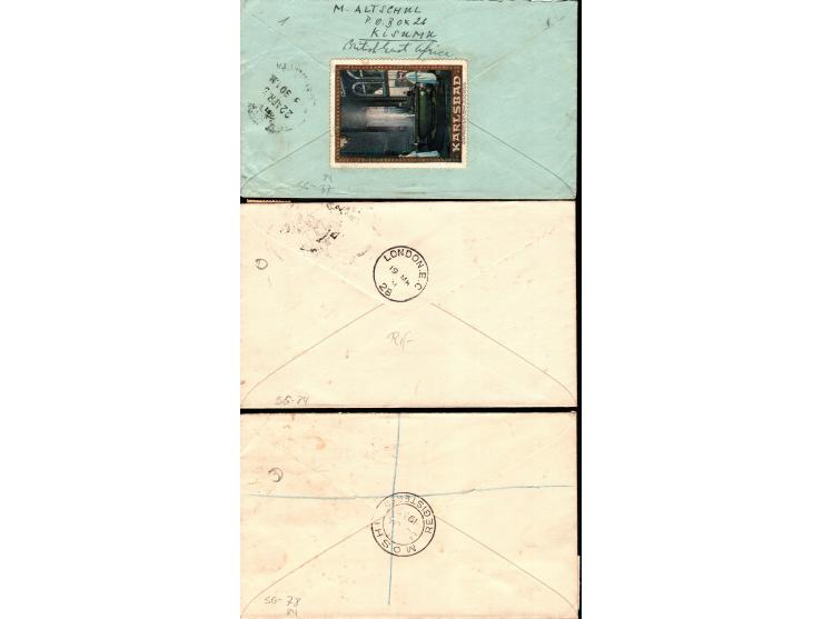 Kenya and Uganda 1930,  lot of 3 Air Mail covers.   SG # 78,84,