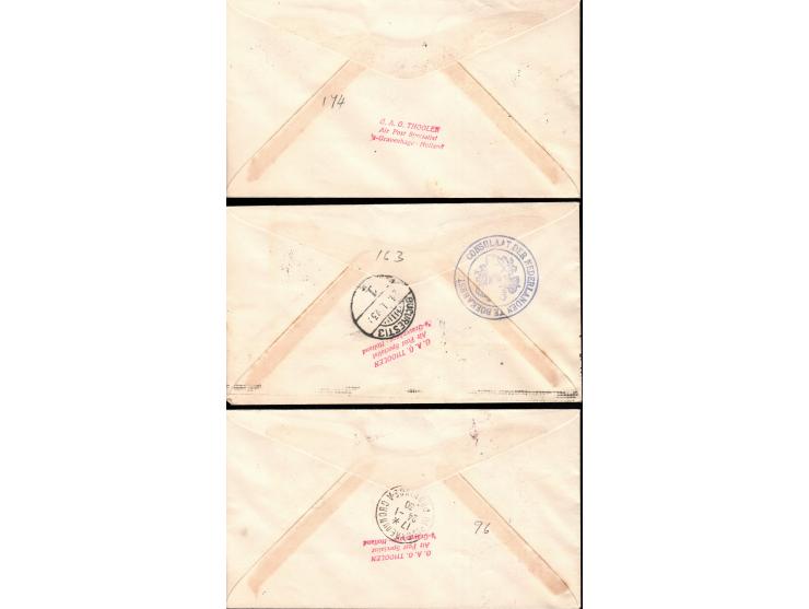 Netherlands 1930, 5th International Congress on Air Navigation held in the Ridderzaal at The Hague Group of 3 airmail covers 