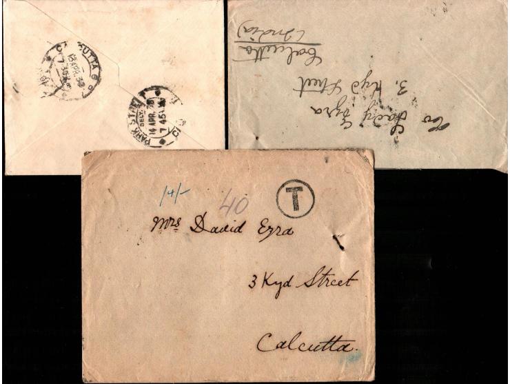 Iraq 1931 / 1938 group of 3 airmail covers to Calcutta India: 1) Baghdad June 1931 addresses to David Ezra Calcutta India,  T