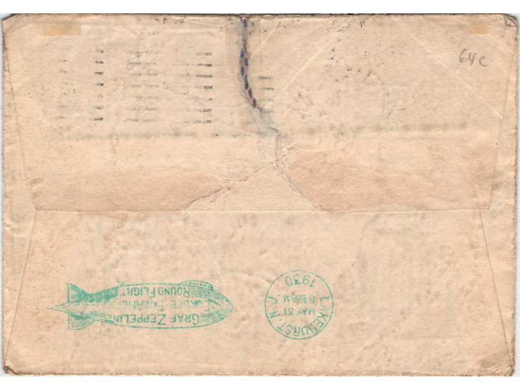 USA, 1930 Graf Zeppelin complete (Scott C13-C15), each with appropriate red Sudamerikafahrt cachet and magenta First Europe P