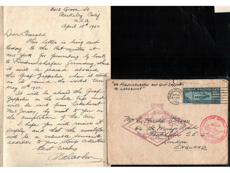 USA, 1930 Graf Zeppelin complete (Scott C13-C15), each with appropriate red Sudamerikafahrt cachet and magenta First Europe P