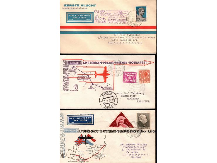 Netherlands 1935 - 1938 group o 6 KLM First flight covers, incl.:  KLM/BCA 1936 July 1st Rotterdam-Doncaster special cover (o