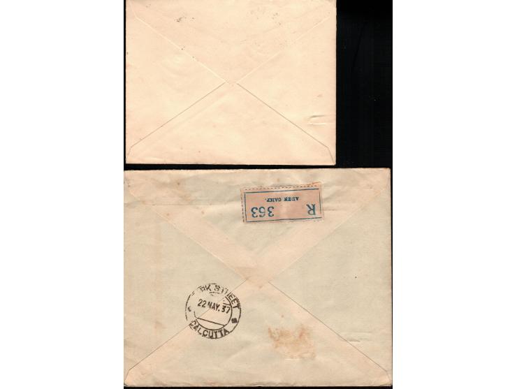 Great Britain 1937, World War 2 Prisoner of War Camp - Eden Camp - Two Registered Censored cover from Aden Camp To Calcutta, 