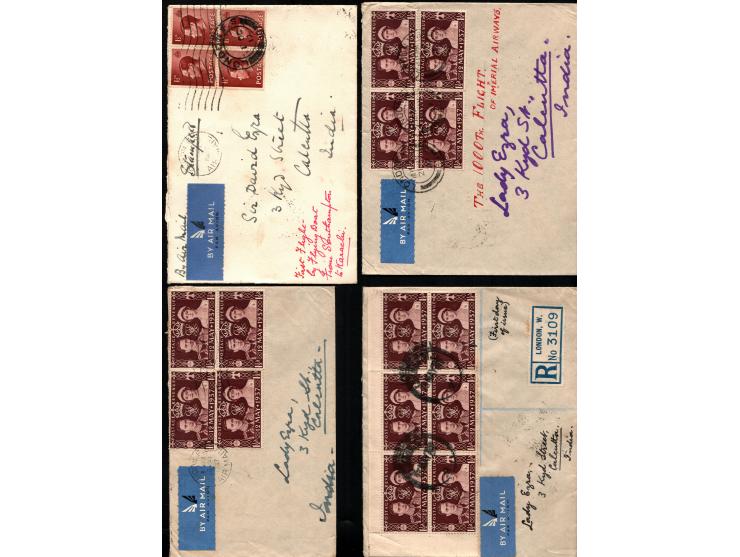 1937 London England 1000th Flight Airmail cover By Imperial Airways. A group of 6 envelopes Air Mail-R sent from London, Engl