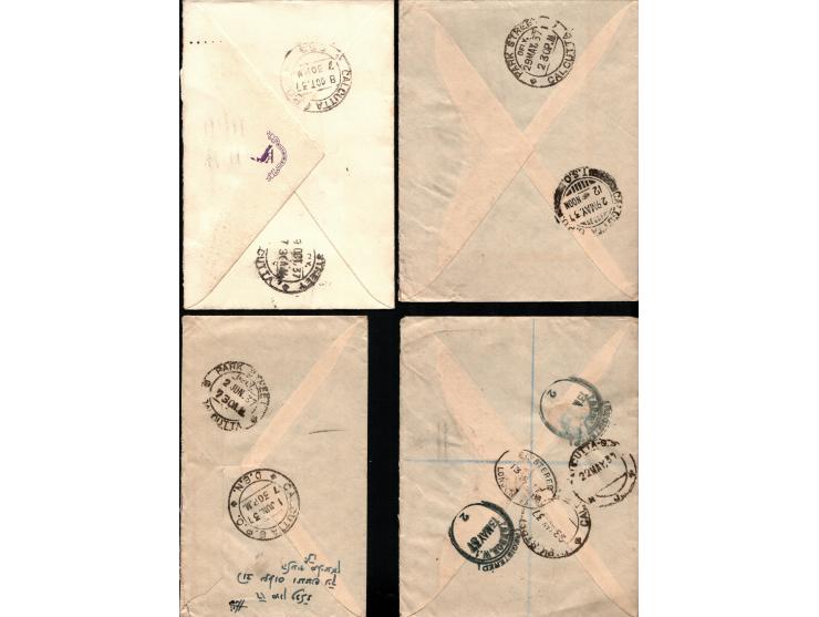 1937 London England 1000th Flight Airmail cover By Imperial Airways. A group of 6 envelopes Air Mail-R sent from London, Engl