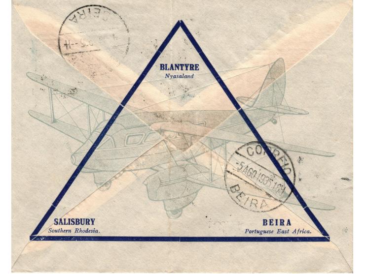 1935 (AUG .5) First Flight Blantyre Nyasaland to Beira Portuguese East Africa . Souvenir envelope 'Rhodesian &amp; Nyasaland 