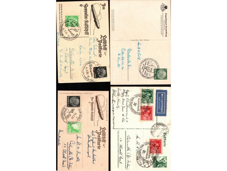 Germany 1937-8 lot of 7 airmail postcards: 3 postal cards &amp; 3 Zeppelin related postcards,  mixed franking , Nazi censorsh