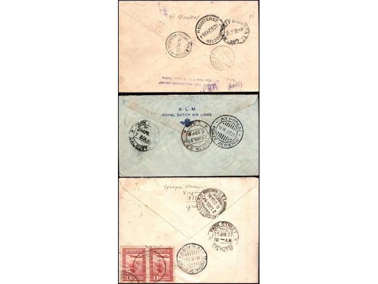 Greece 1930//1937, group of 3 airmail covers to India Calcutta, mixed franking, Reg.  and airmail lables.