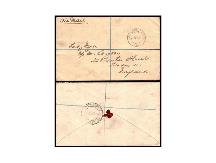 South Africa 1931-1932 Lot of two R-Air-Mail covers, mixed franking, transit and arrival postmarks.